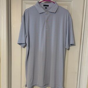 Peter Millar Light Blue, White, and Pink Striped Golf Polo Men’s XL